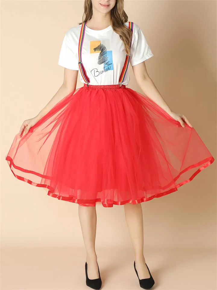 Fashion Christmas Thin Multi-layer Rainbow Puffy Skirt
