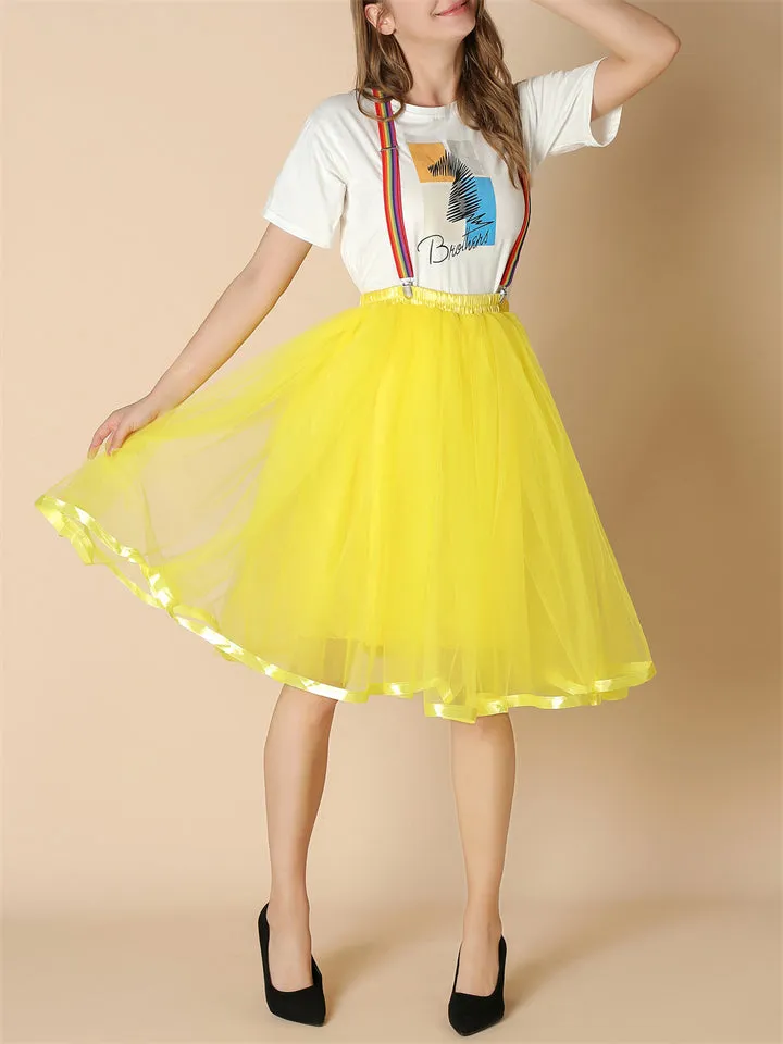 Fashion Christmas Thin Multi-layer Rainbow Puffy Skirt