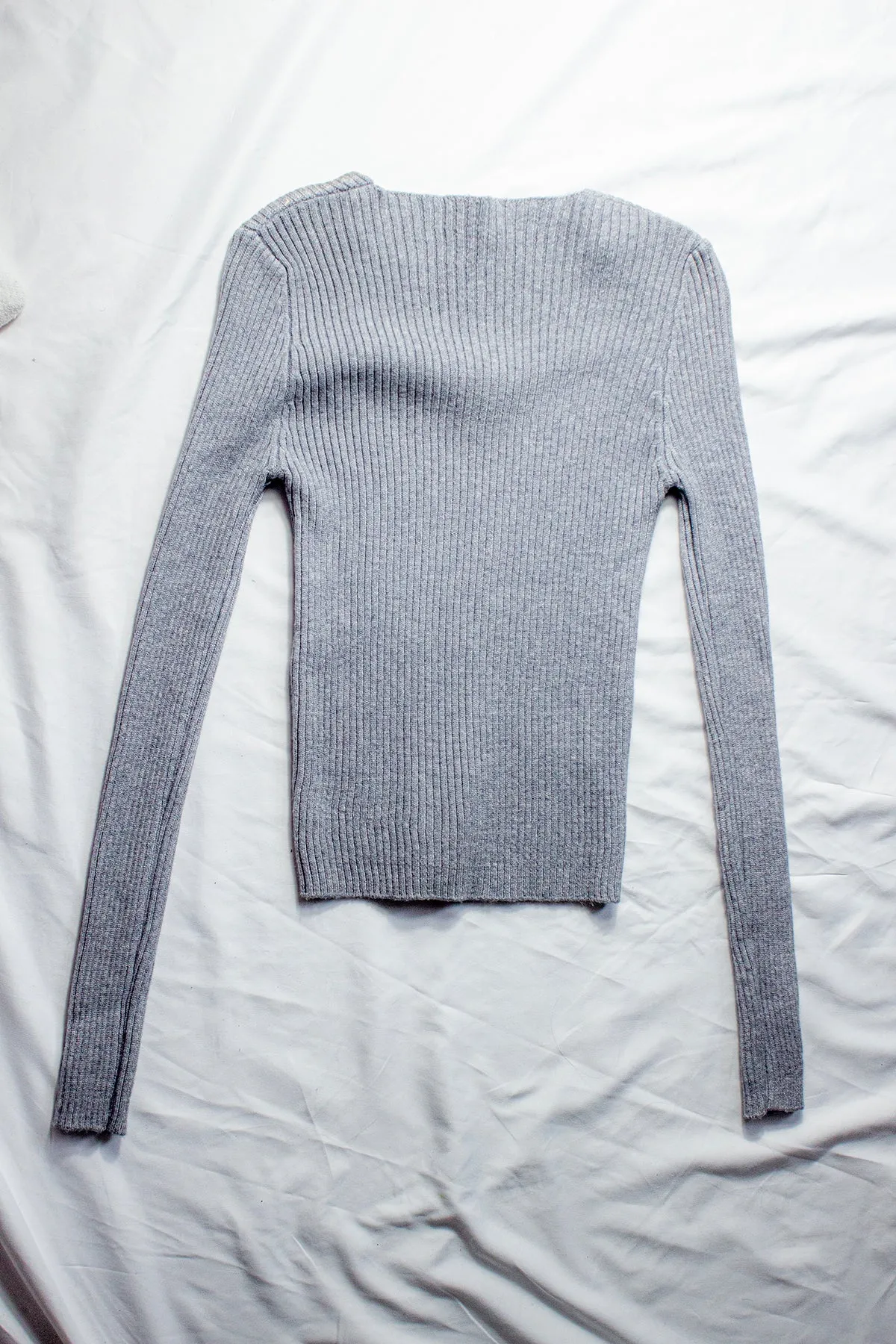 Fitted V Neck Ribbed Knit Top