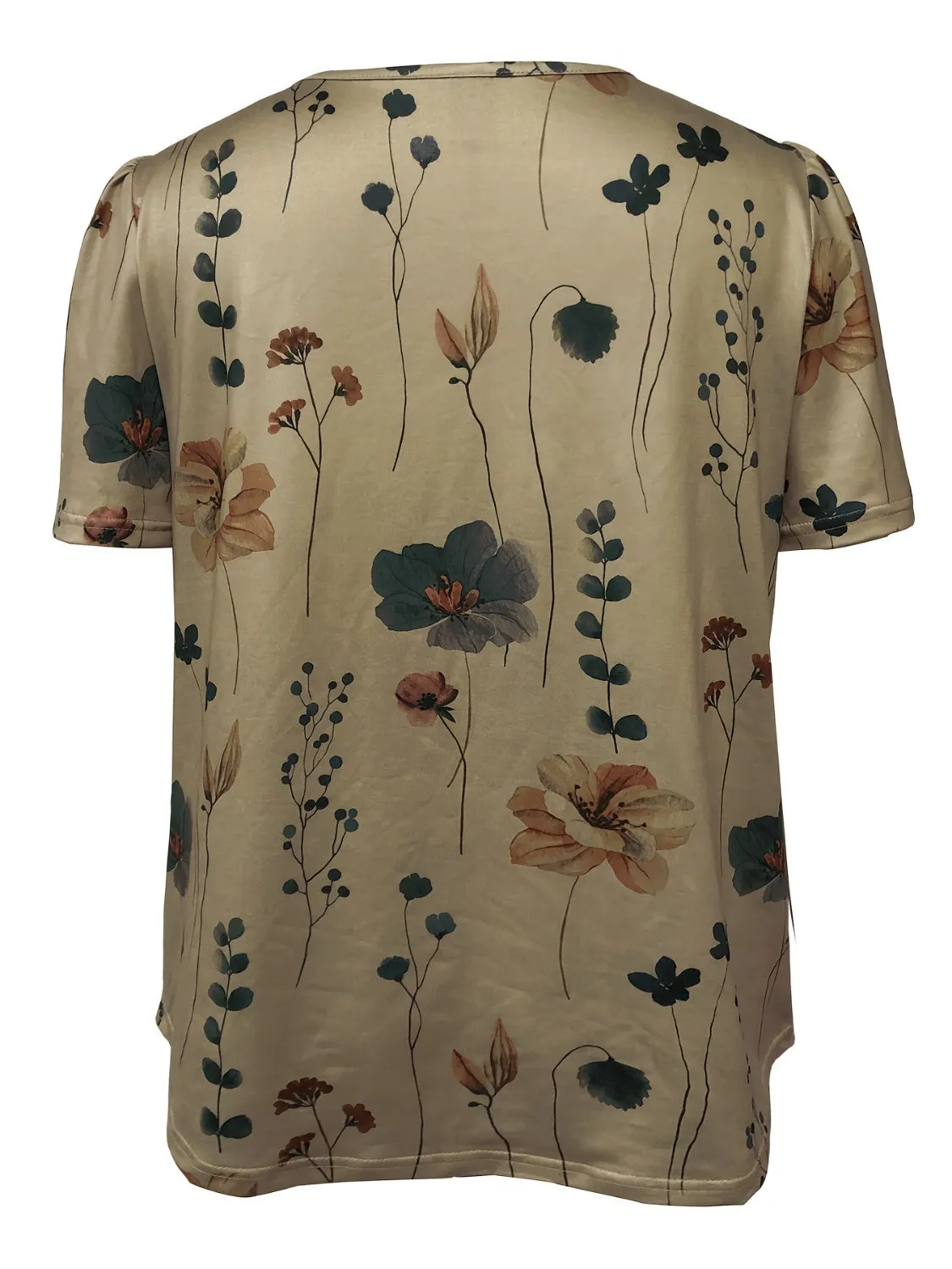 Floral Print V-Neck Short Sleeve Blouse