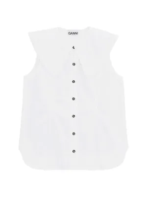 Ganni Sleeveless Shirt in Bright White