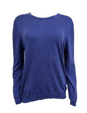 GANT RUGGER Women's Indigo Cotton Silk Wool Crue Sweater 488813 Size L