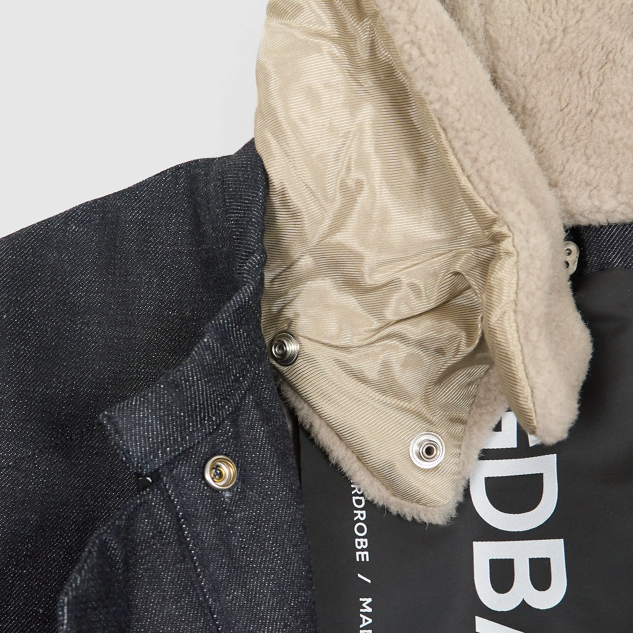 Golden Goose Shearling Collar Denim Biker Jacket