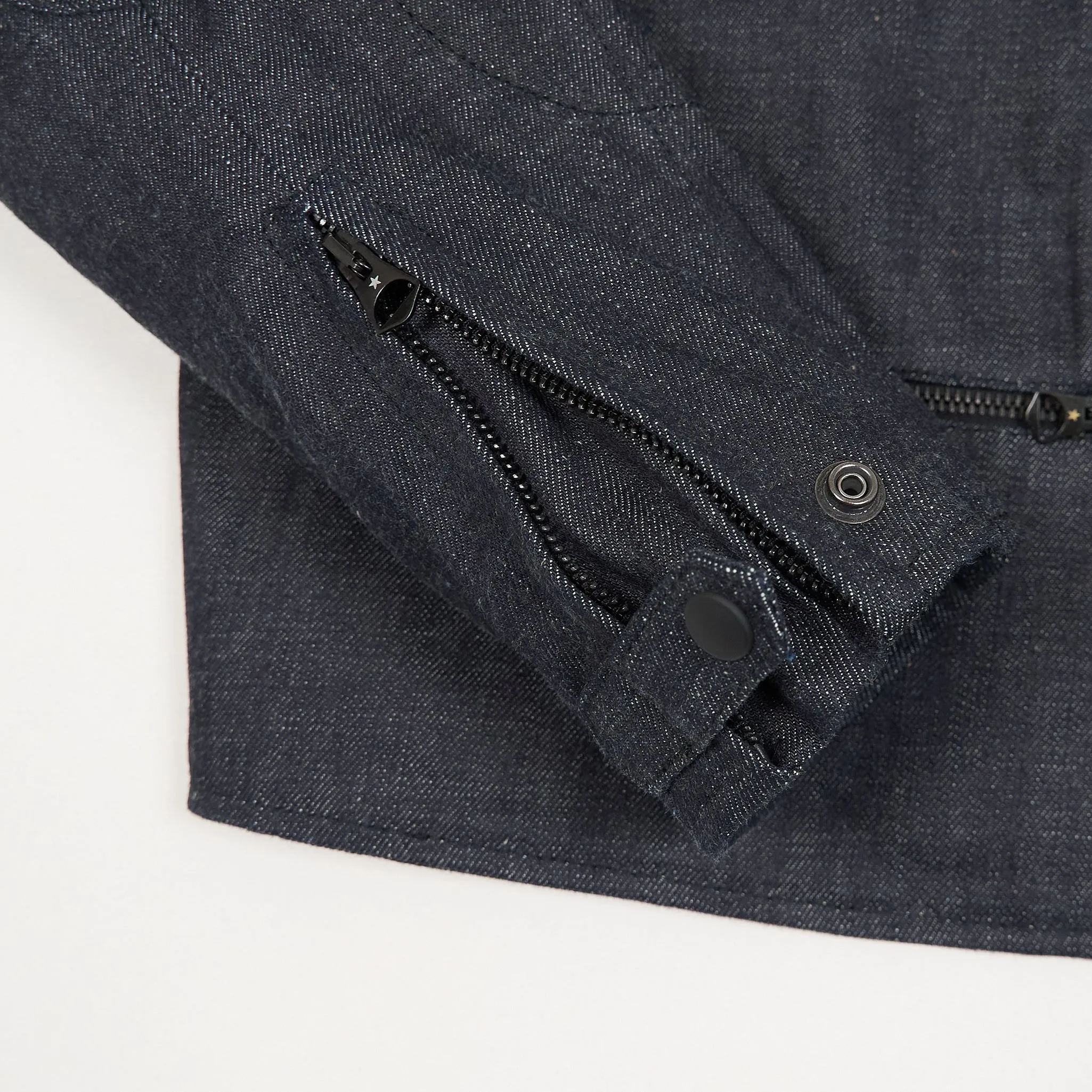 Golden Goose Shearling Collar Denim Biker Jacket