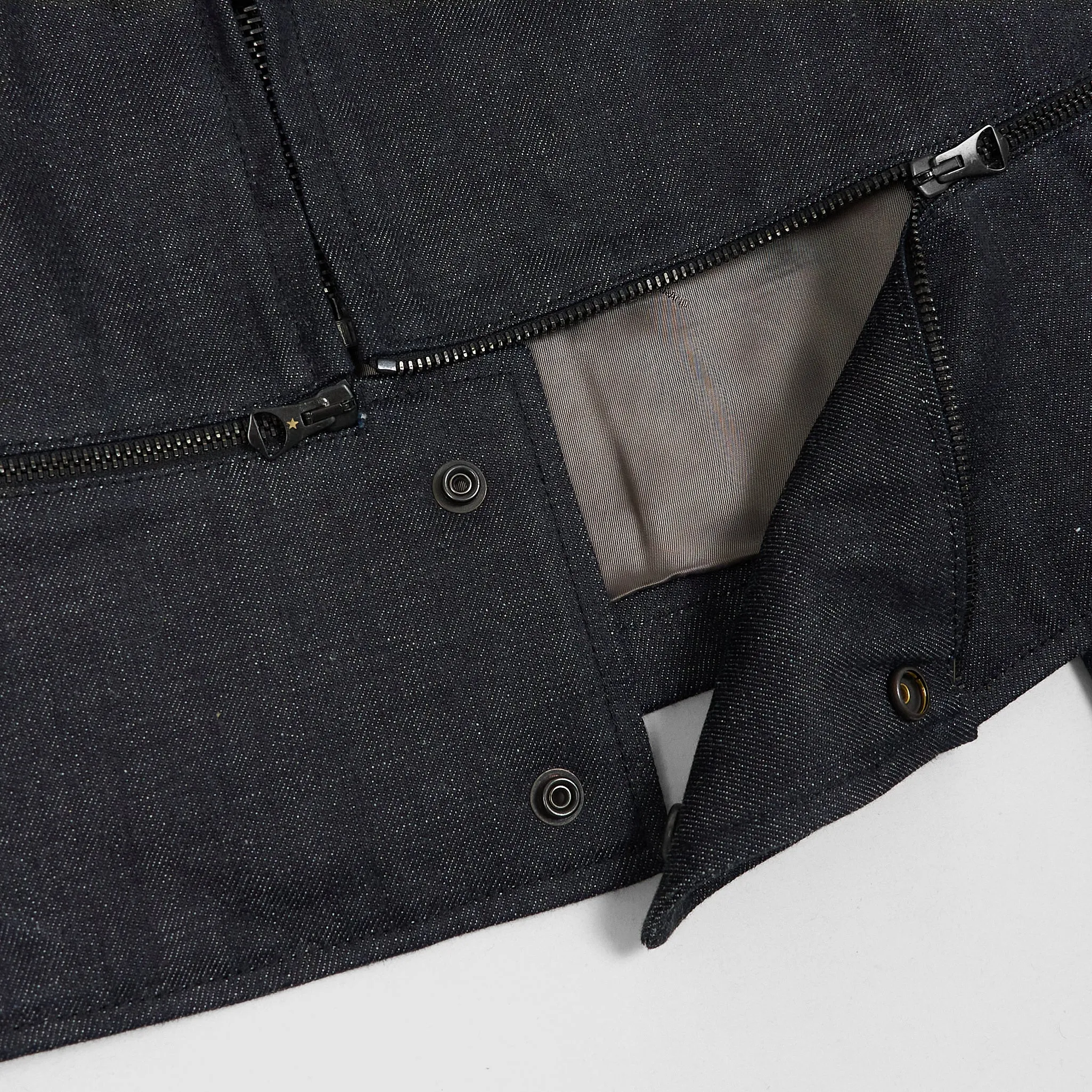 Golden Goose Shearling Collar Denim Biker Jacket