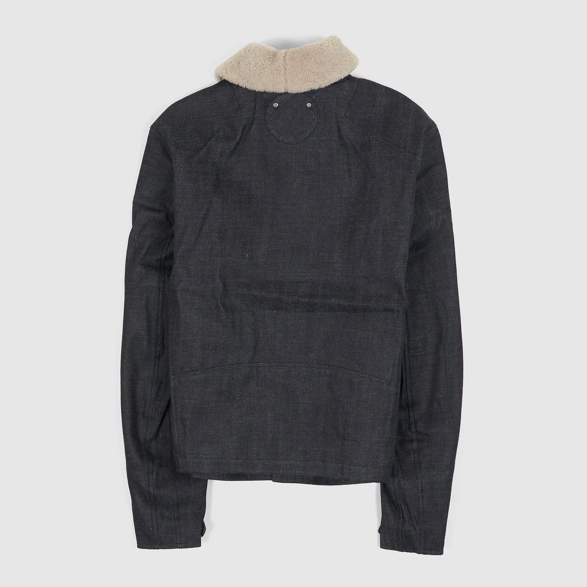 Golden Goose Shearling Collar Denim Biker Jacket
