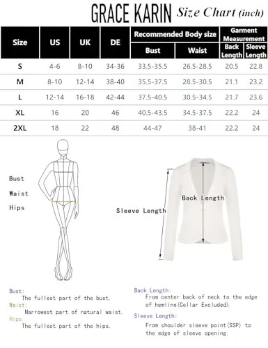 GRACE KARIN Women Sweater Blazer Button Slim Fit Business Casual Knit Crop Blazer Jacket Blue L