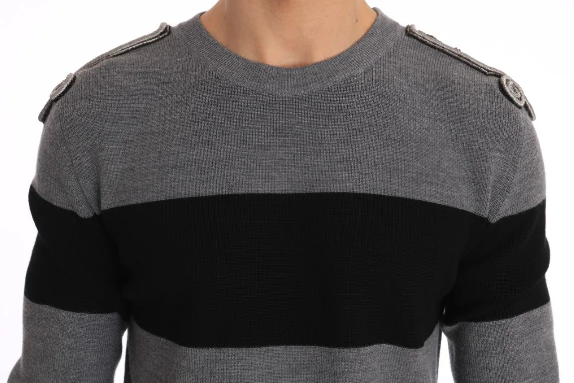 Gray Black Wool Knight Royal Crown Sweater