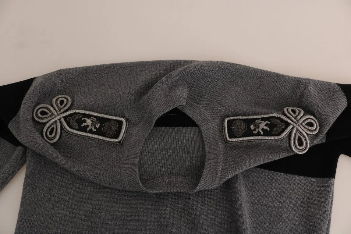 Gray Black Wool Knight Royal Crown Sweater