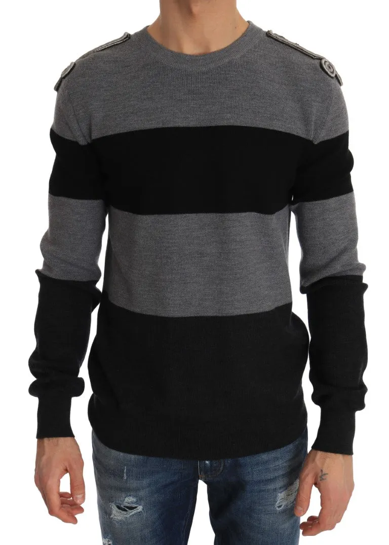 Gray Black Wool Knight Royal Crown Sweater