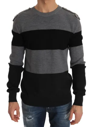 Gray Black Wool Knight Royal Crown Sweater