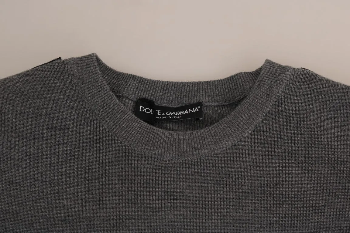 Gray Black Wool Knight Royal Crown Sweater
