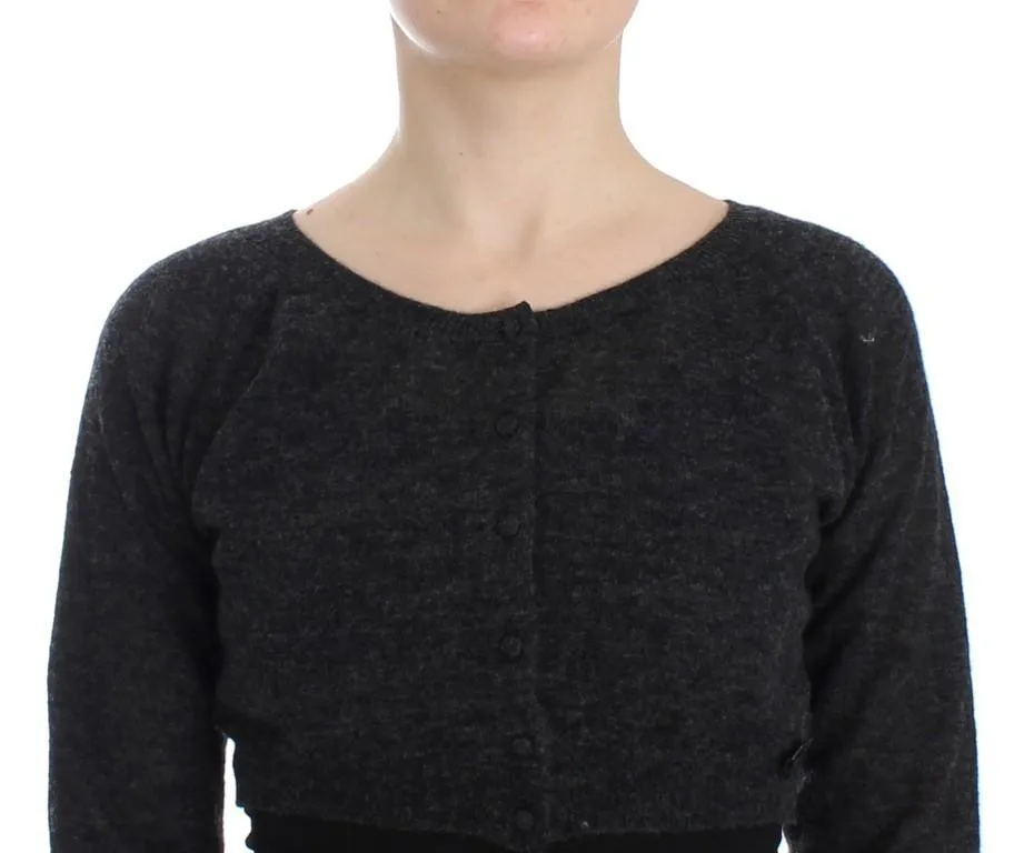Gray Knit Wool Cardigan Sweater