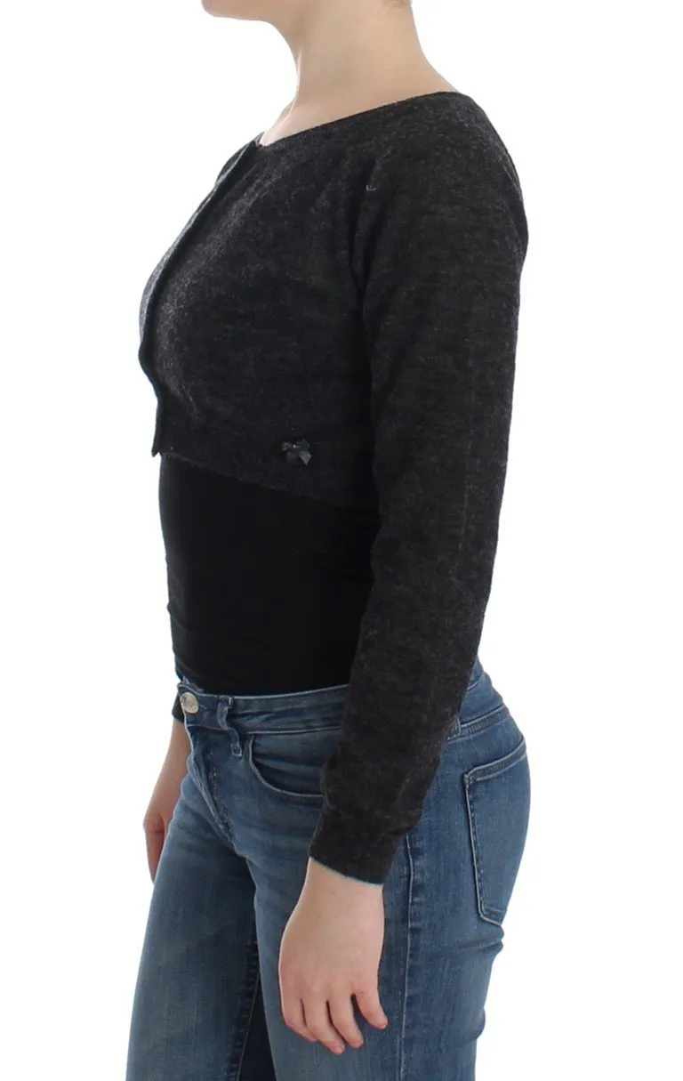 Gray Knit Wool Cardigan Sweater