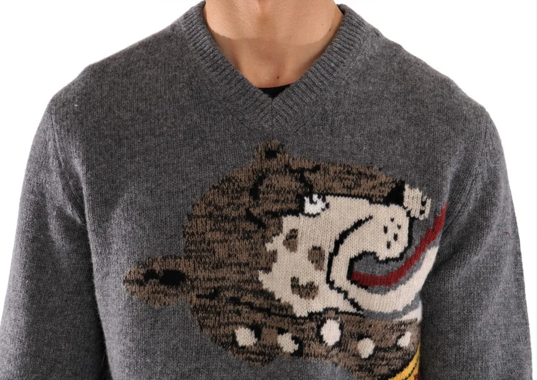Gray Knitted Wool Sweater