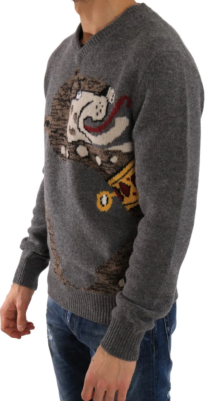 Gray Knitted Wool Sweater