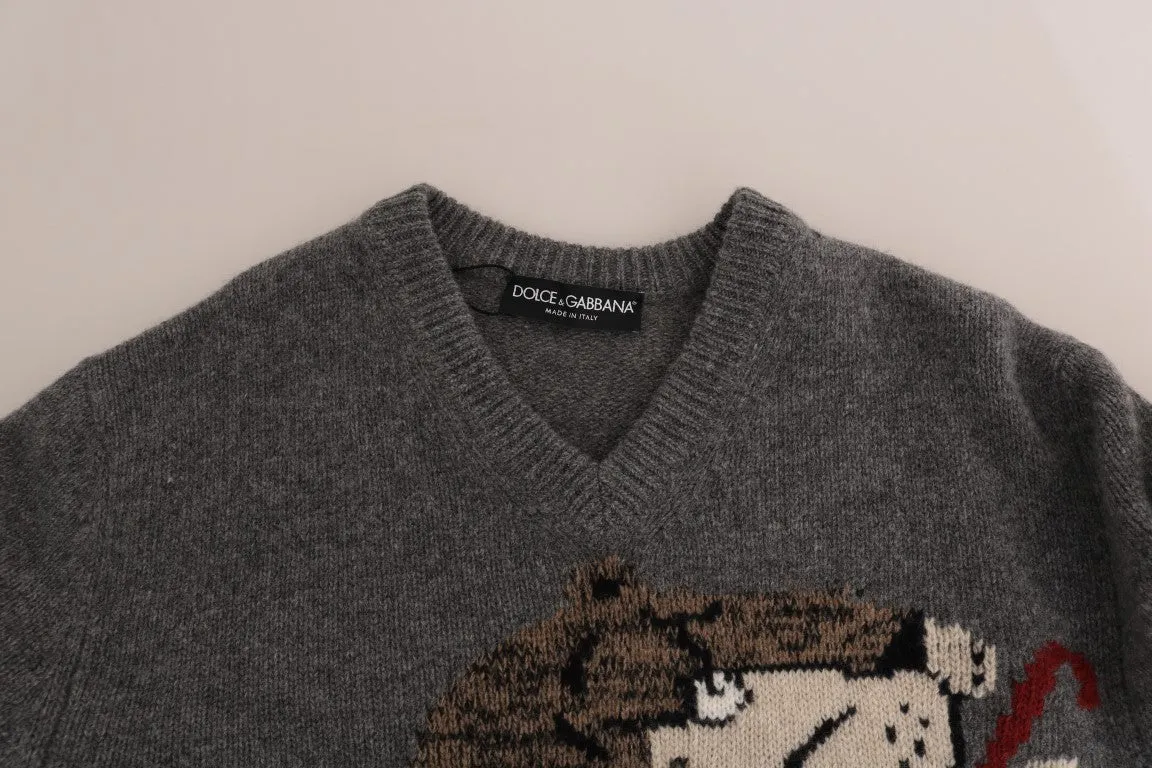 Gray Knitted Wool Sweater