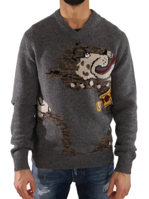 Gray Knitted Wool Sweater