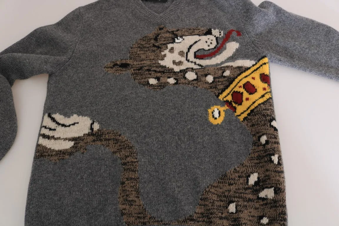 Gray Knitted Wool Sweater