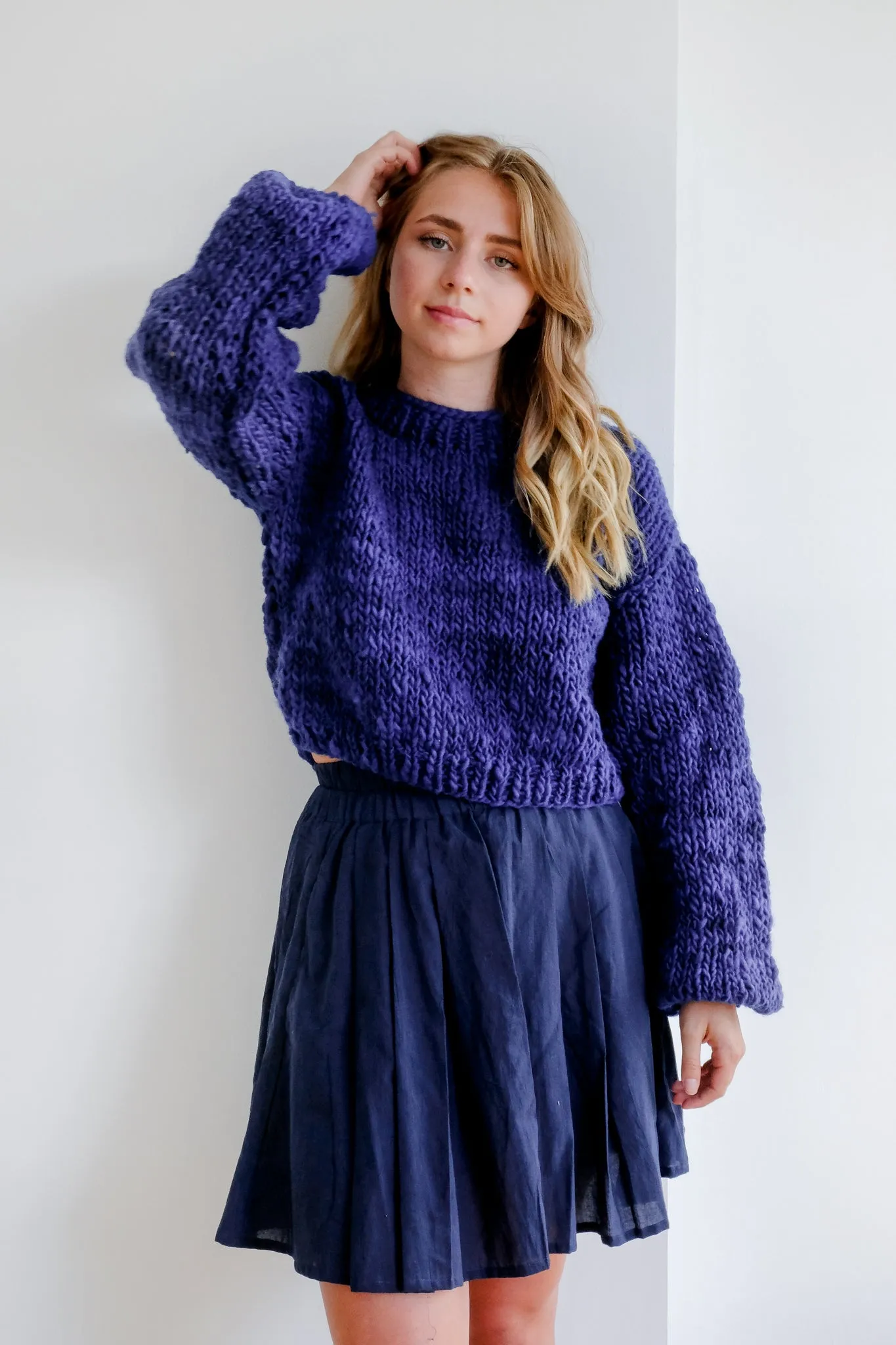 Hand-Painted Royal Blue Sweater