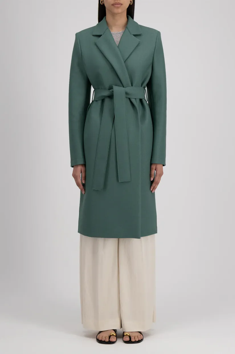 Harris Wharf London Midi Coat With Shoulder Pads - Sea Green