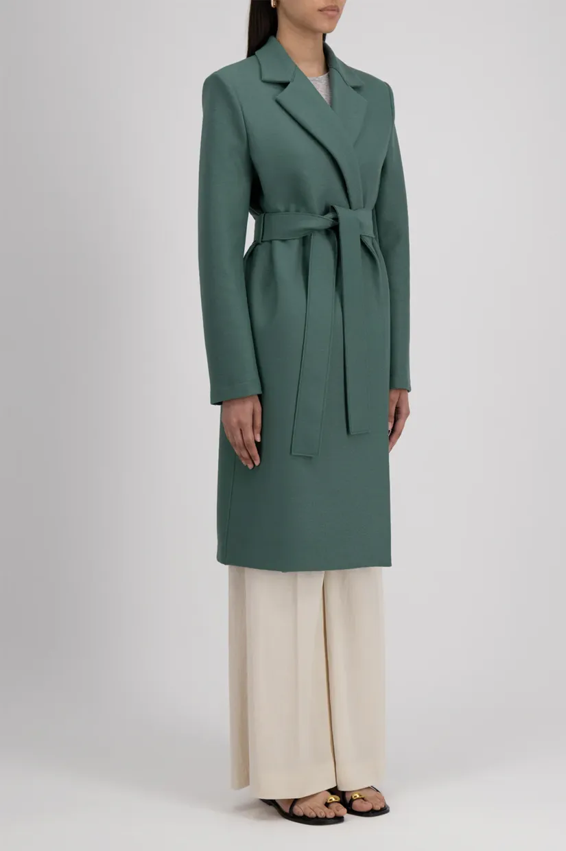 Harris Wharf London Midi Coat With Shoulder Pads - Sea Green