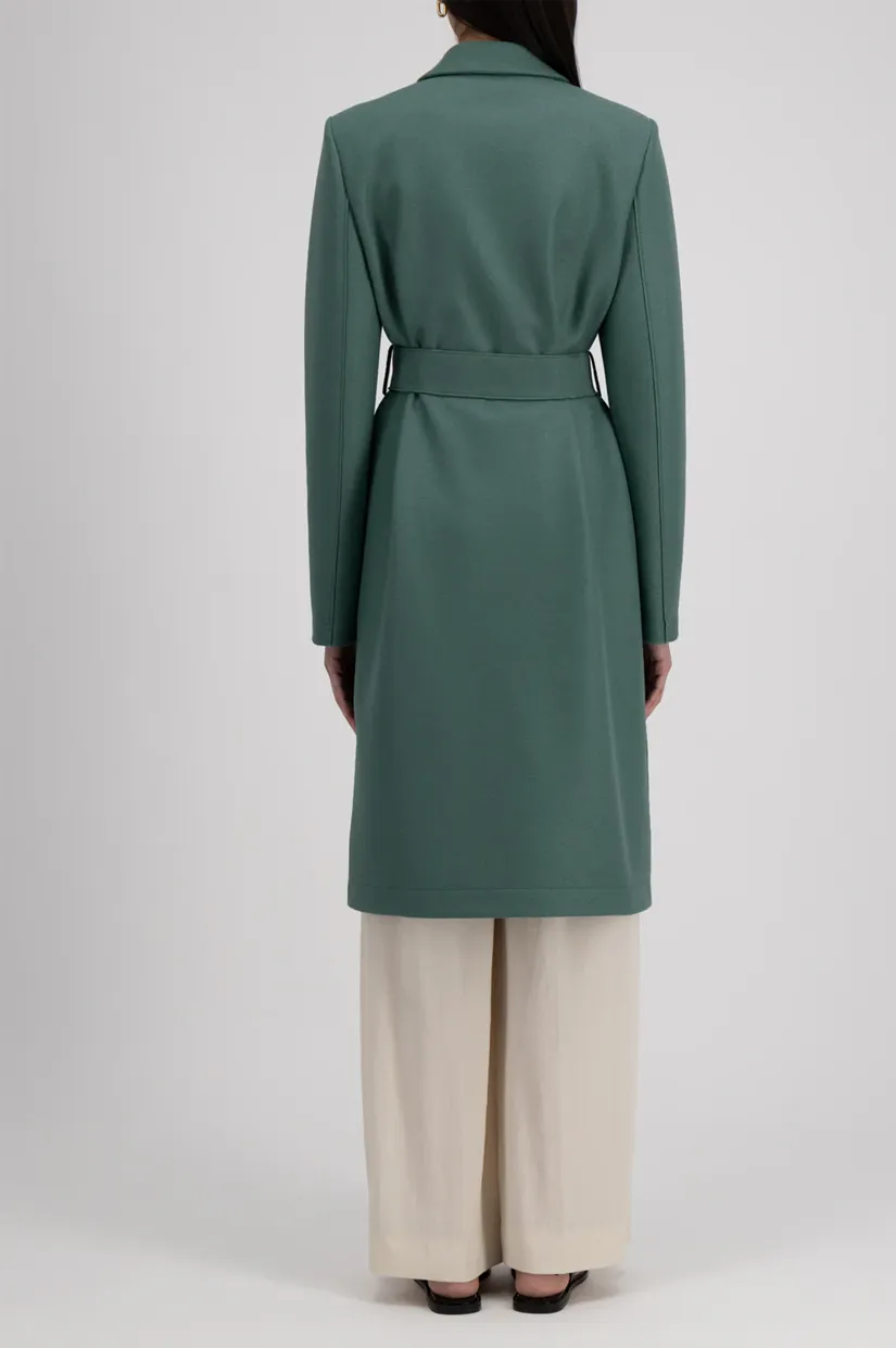 Harris Wharf London Midi Coat With Shoulder Pads - Sea Green