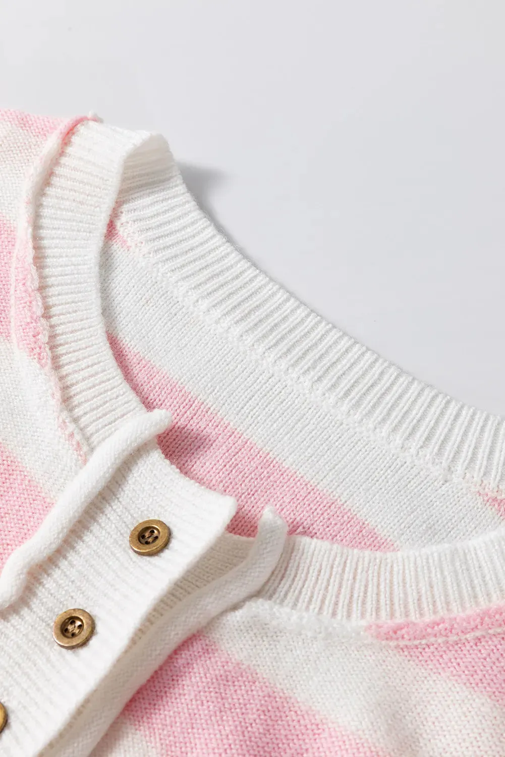Hazel Blues® |  Exposed Seam Striped Round Neck Long Sleeve Sweater