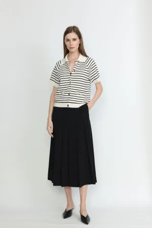 Hjo Pleated Skirt in Black Silk