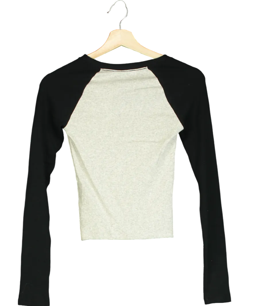 Hollister Grey Long-sleeve Chicago Graphic Notch-neck Baby Shirt UK XS