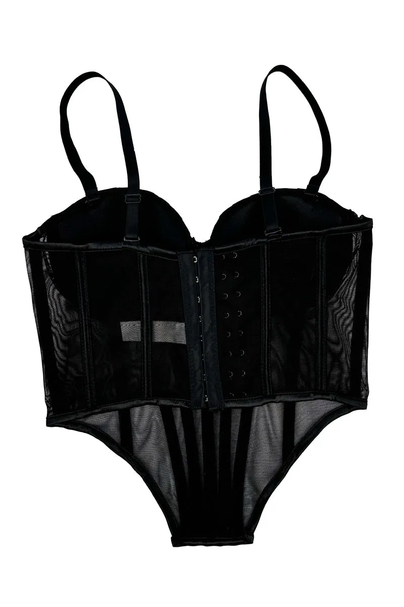 HTZ1321 Mesh Corset Bodysuit Dress