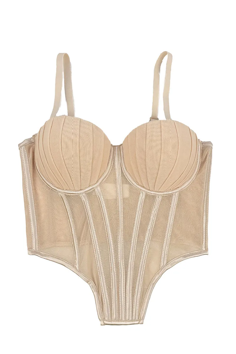 HTZ1321 Mesh Corset Bodysuit Dress