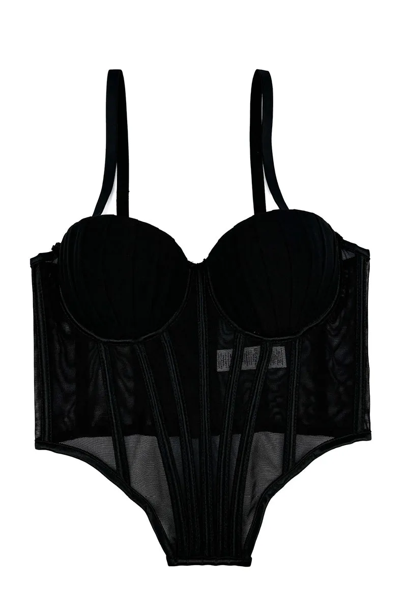 HTZ1321 Mesh Corset Bodysuit Dress