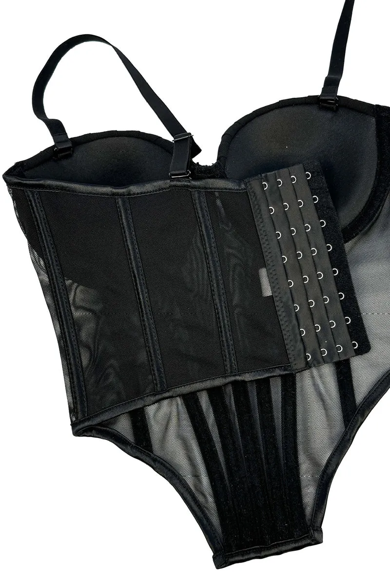 HTZ1321 Mesh Corset Bodysuit Dress