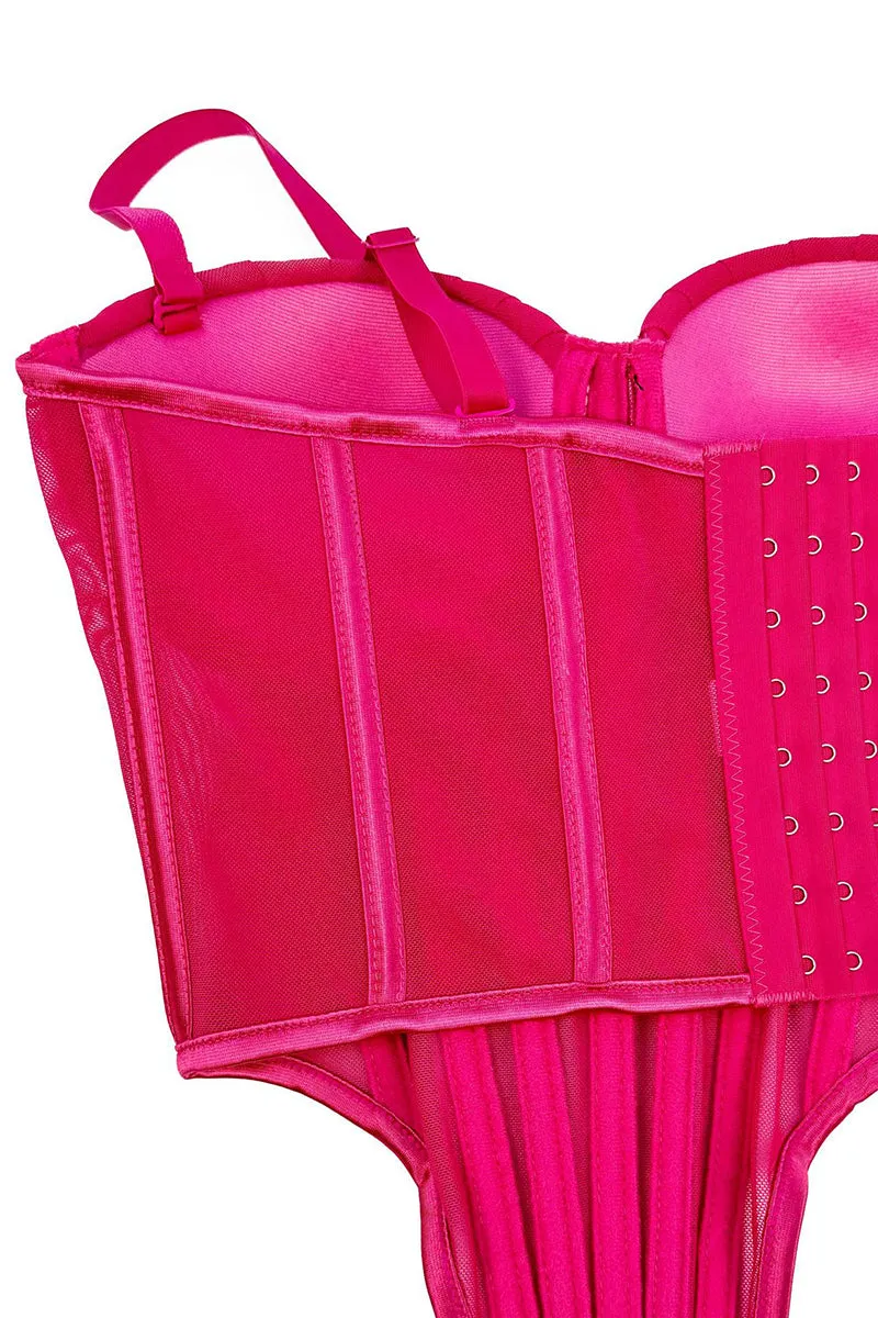 HTZ1321 Mesh Corset Bodysuit Dress