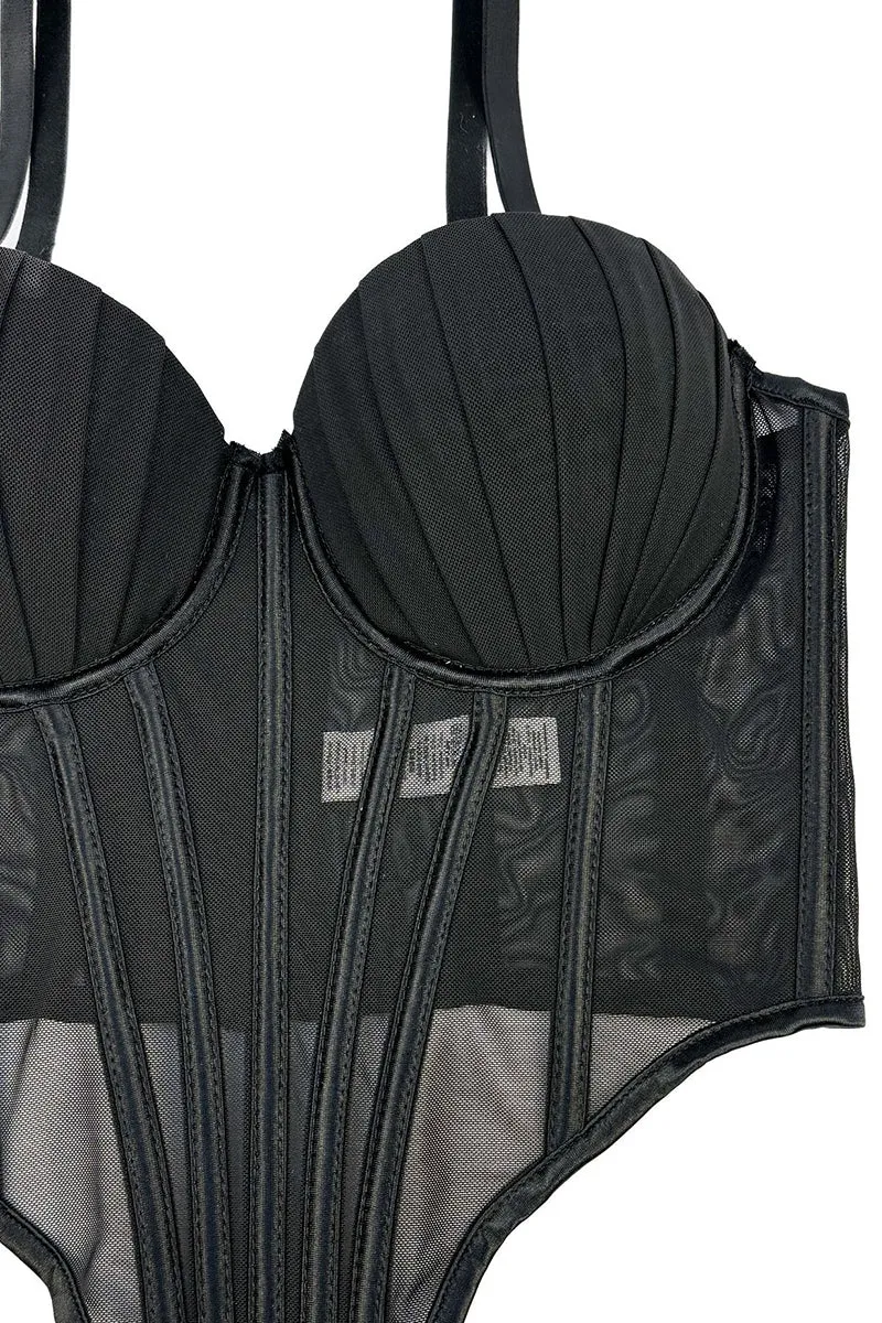 HTZ1321 Mesh Corset Bodysuit Dress