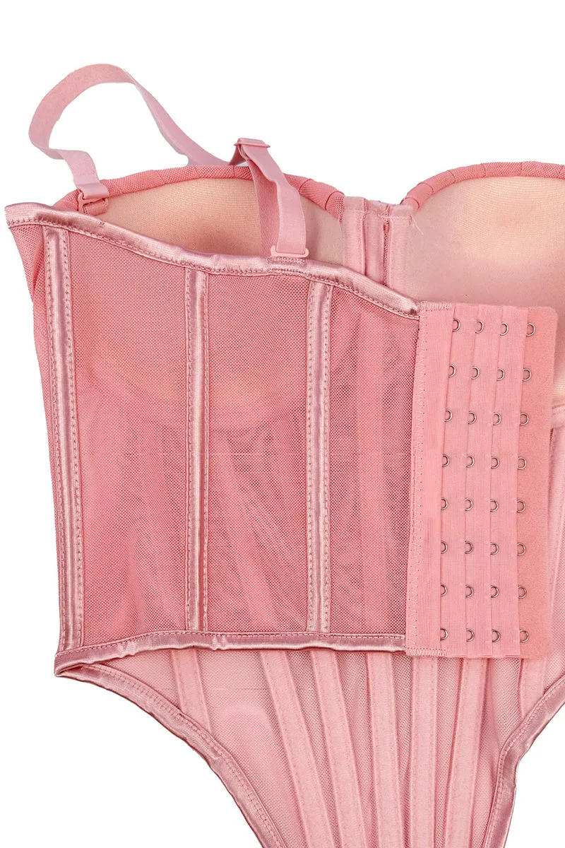 HTZ1321 Mesh Corset Bodysuit Dress