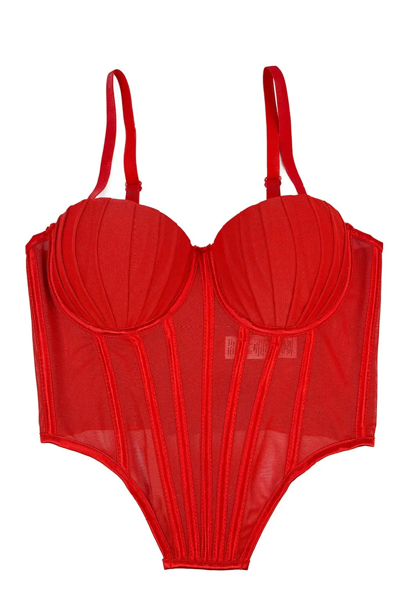 HTZ1321 Mesh Corset Bodysuit Dress