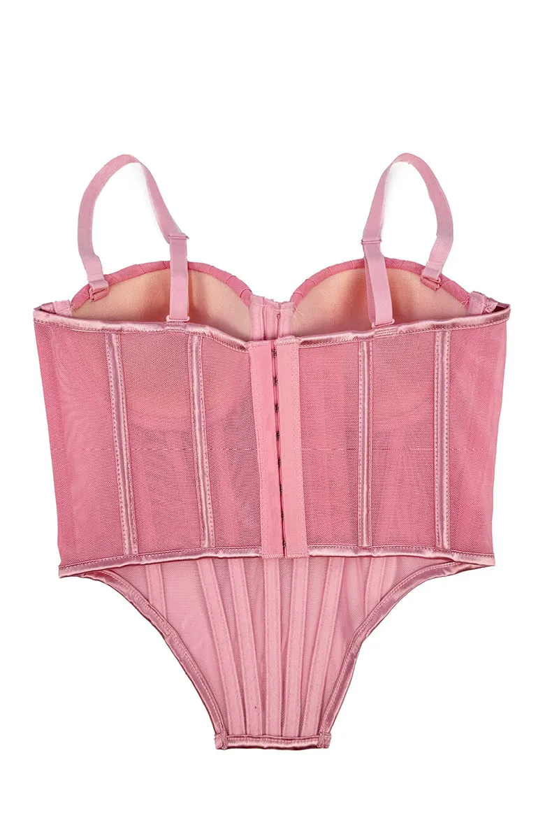 HTZ1321 Mesh Corset Bodysuit Dress