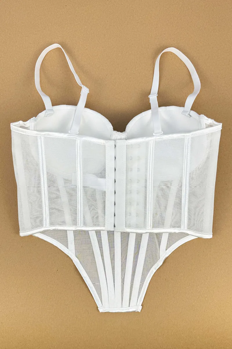 HTZ1321 Mesh Corset Bodysuit Dress