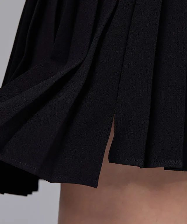 J.Jane Unbalanced Belt Pleats Skirt - Black