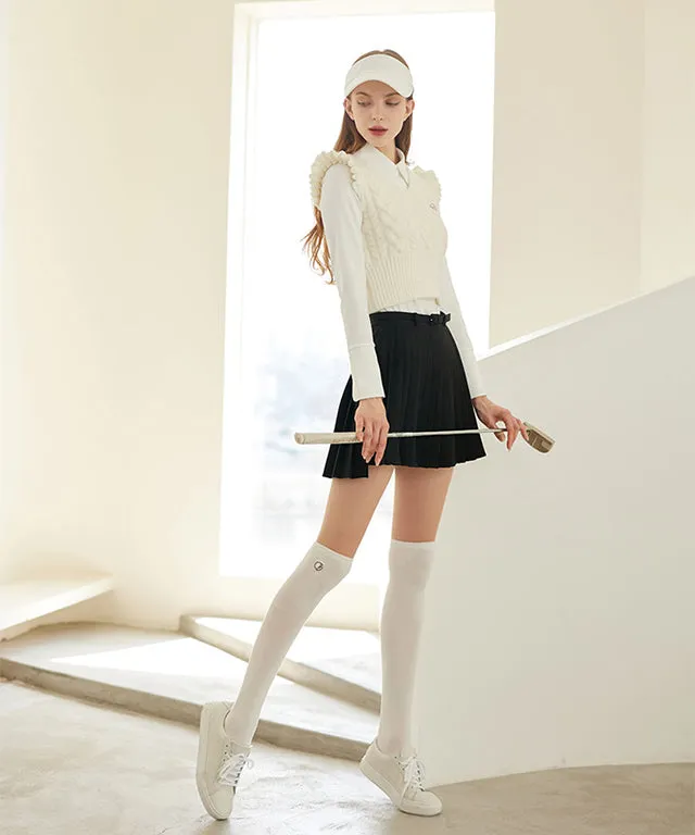 J.Jane Unbalanced Belt Pleats Skirt - Black