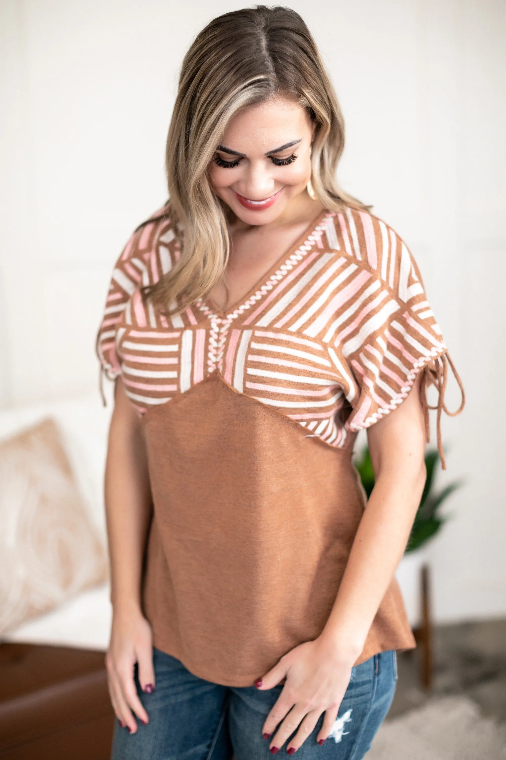 Keep Me In The Mix Top In Amber Glow