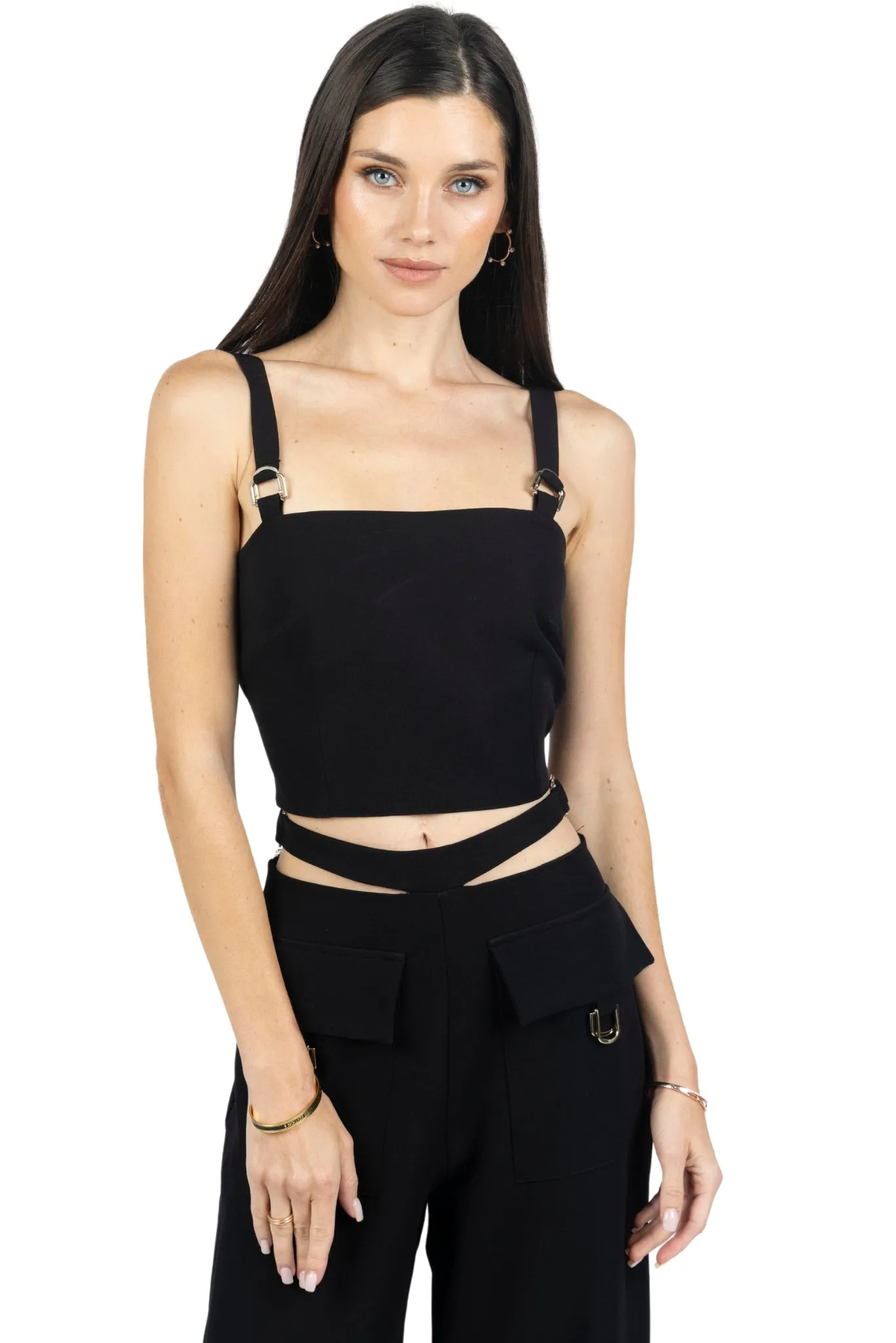 Kim Mid-Rise Women Trousers With Side Buckels