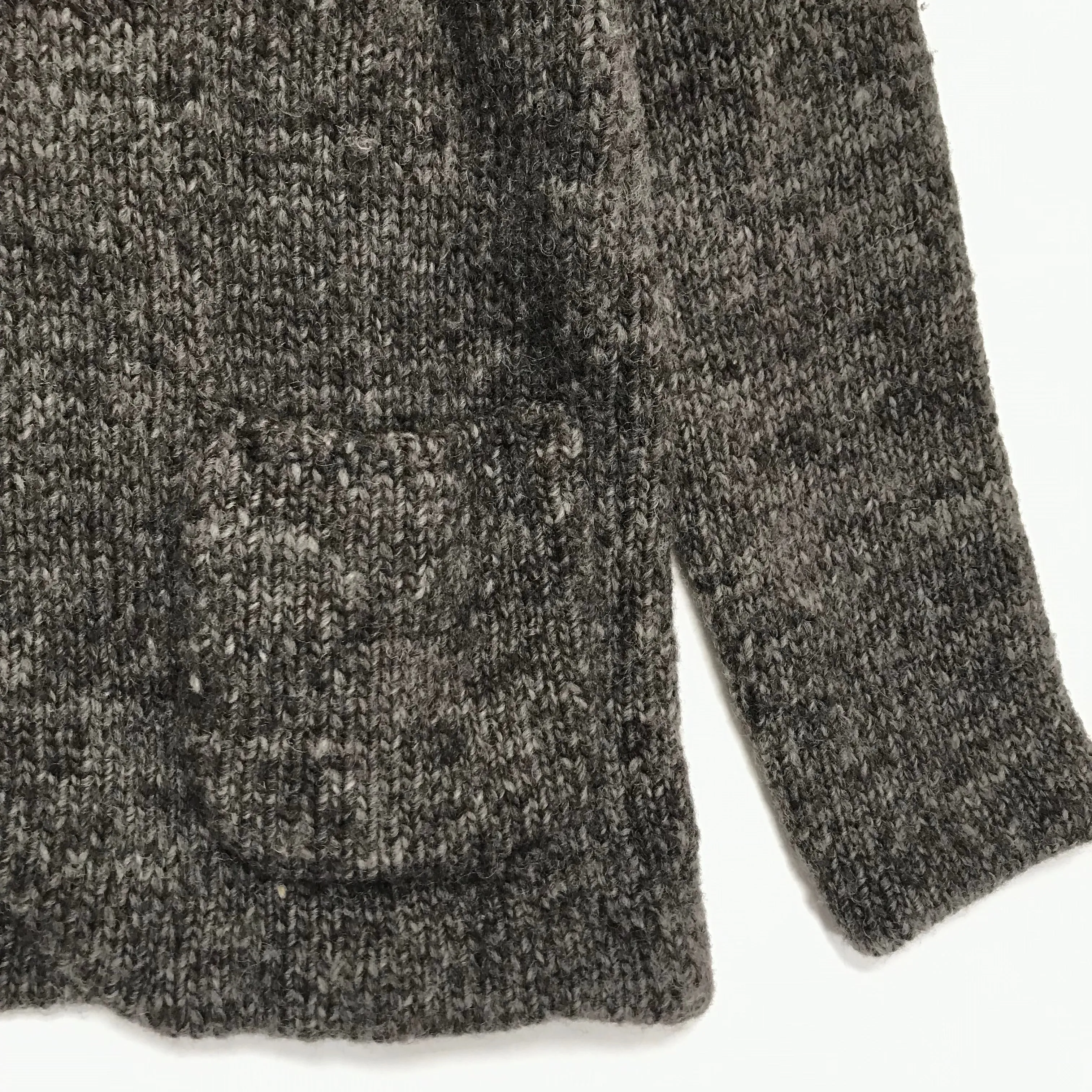 [L] Number Nine Wool Knit Shawl Collar Sweater Jacket Brown