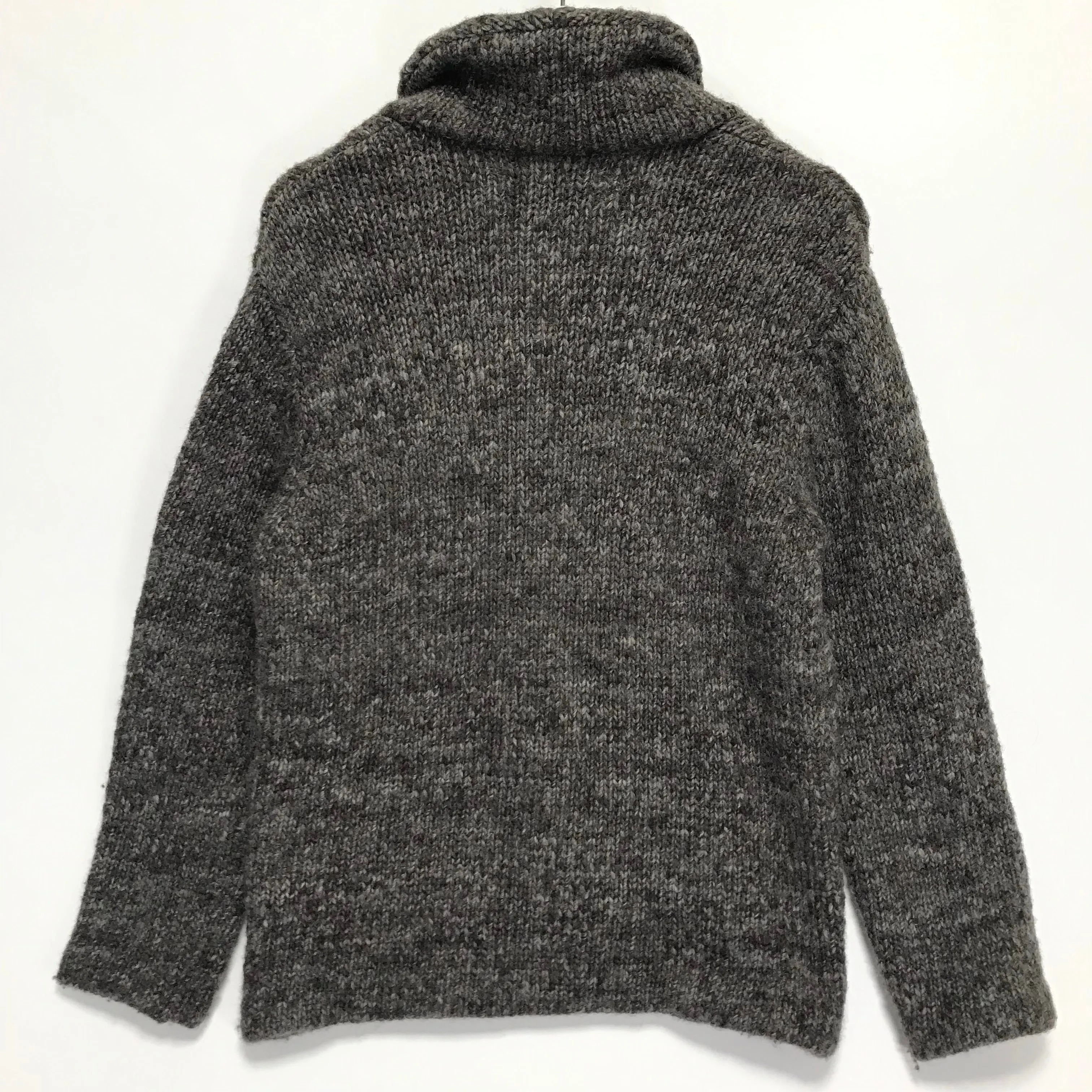 [L] Number Nine Wool Knit Shawl Collar Sweater Jacket Brown