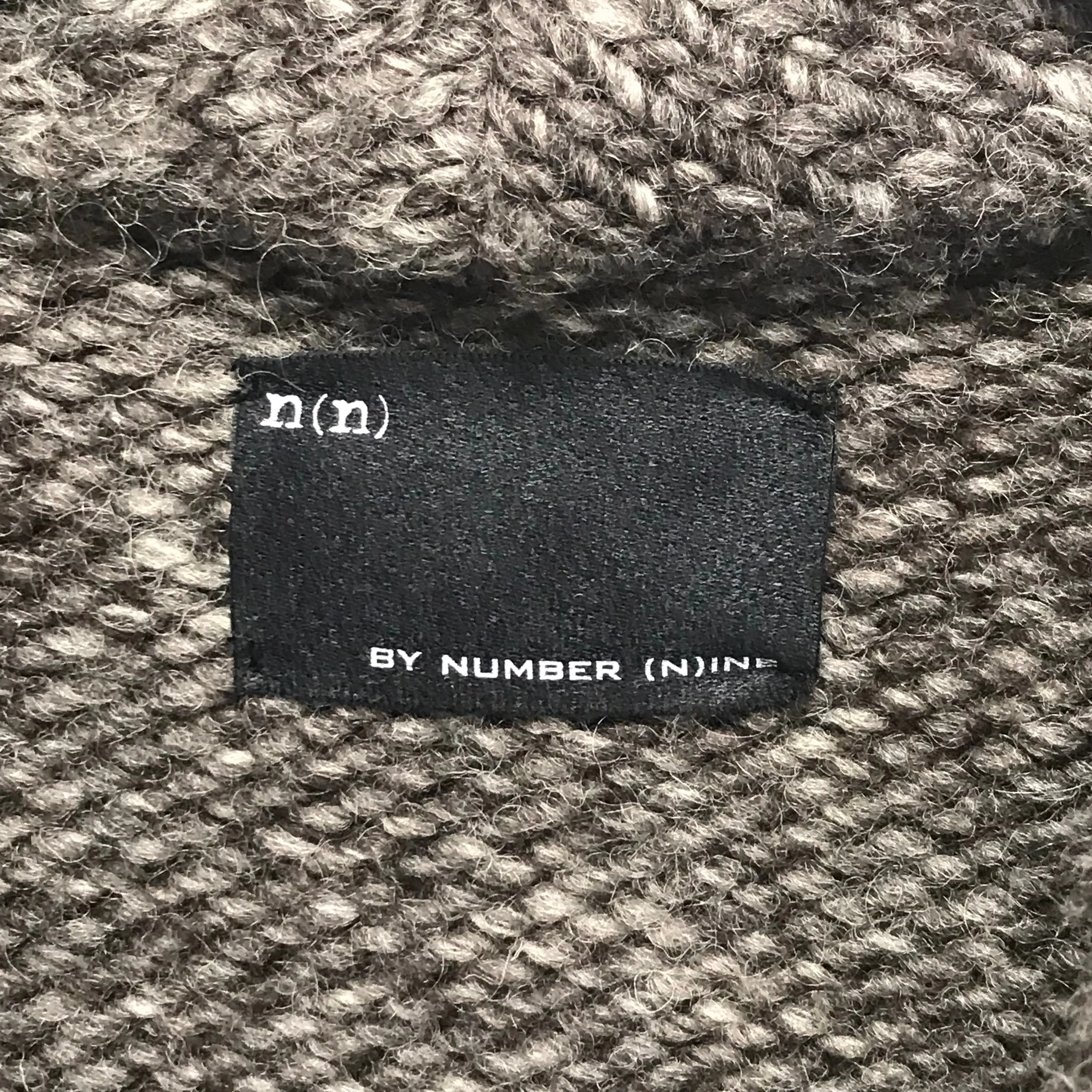 [L] Number Nine Wool Knit Shawl Collar Sweater Jacket Brown