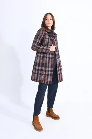Ladies Plaid Pattern Woven Coat