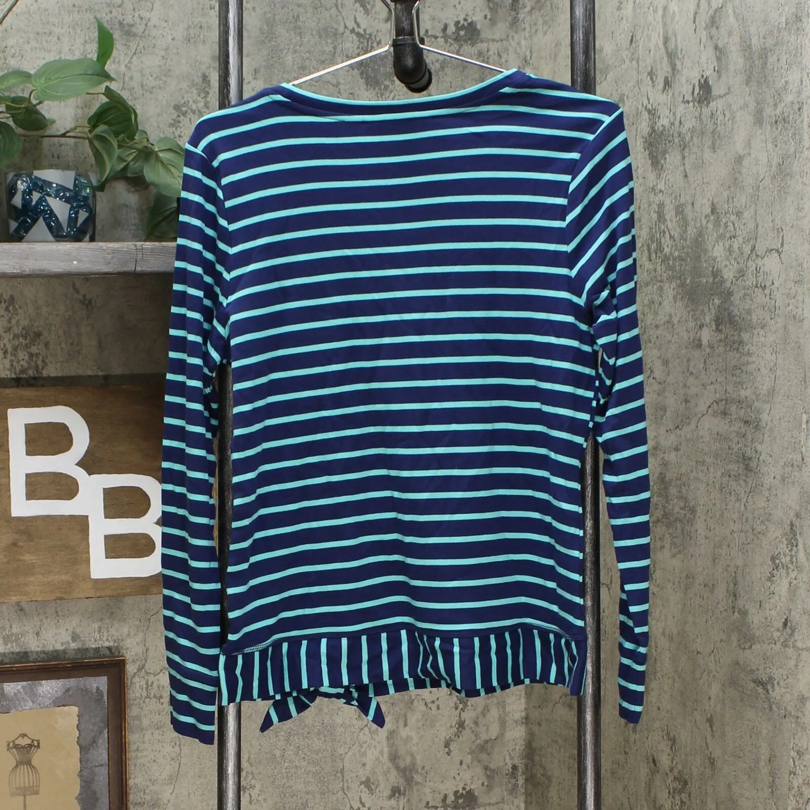 Lemon Way Women's Perfect Pima Striped Tie Hem Knit Top
