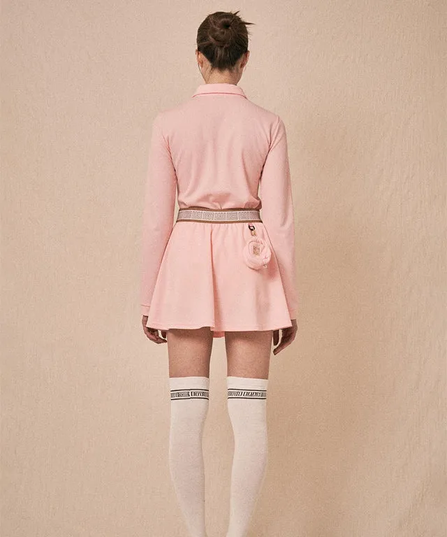 LENUCU Logo Banding Pique Skirt Mini .ver - Pink